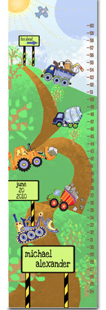 Construction Trucks Building Toy Truck Special Customized Growth Chart Perfect for Newborn or Child's Room Amazing Gift